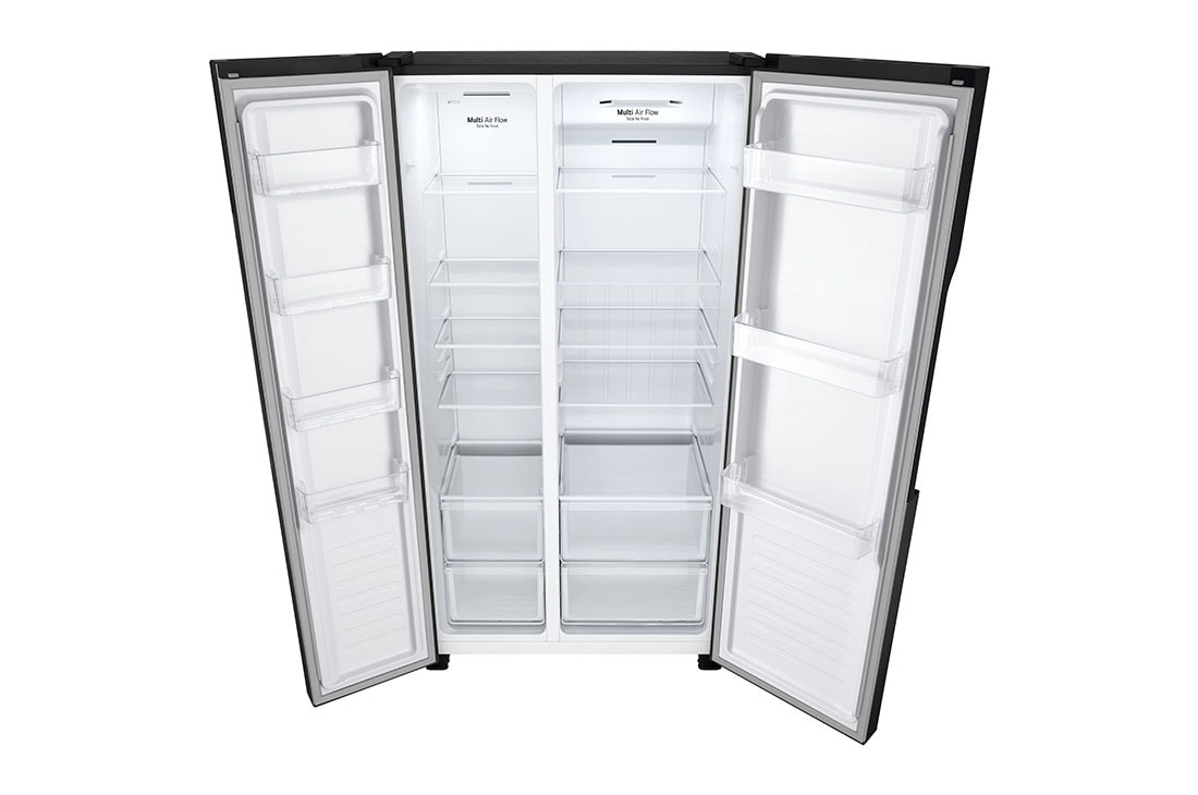 LG Refrigeradora Side by Side 18p³ (Gross) / 18p³ (Net)  Multi Air Flow Inverter Compressor Total , Comida abierta con perspectiva izquierda, GS51MPD, thumbnail 10