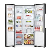 LG Refrigeradora Side by Side 18p³ (Gross) / 18p³ (Net)  Multi Air Flow Inverter Compressor Total , vista frontal abierta de alimentos, GS51MPD, thumbnail 2