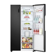 LG Refrigeradora Side by Side 18p³ (Gross) / 18p³ (Net)  Multi Air Flow Inverter Compressor Total , Vista frontal con la puerta derecha abierta, GS51MPD, thumbnail 7