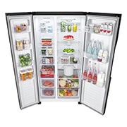 LG Refrigeradora Side by Side 18p³ (Gross) / 18p³ (Net)  Multi Air Flow Inverter Compressor Total , Comida abierta con perspectiva derecha, GS51MPD, thumbnail 9