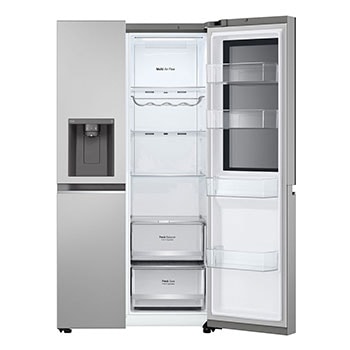 LG Refrigeradora Side By Side 22.4pᶟ (Net) / 24pᶟ (Gross) ThinQ™ InstaView™ Smart Inverter, Silver, front view with open side door without food, VS25GMIW, thumbnail 5