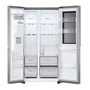 LG Refrigeradora Side by Side 769L LG ThinQ™ InstaView, front view open door without food, VS27GNID, thumbnail 4