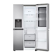 LG Refrigeradora Side by Side 769L LG ThinQ™ InstaView, front view one side open door without food, VS27GNID, thumbnail 6