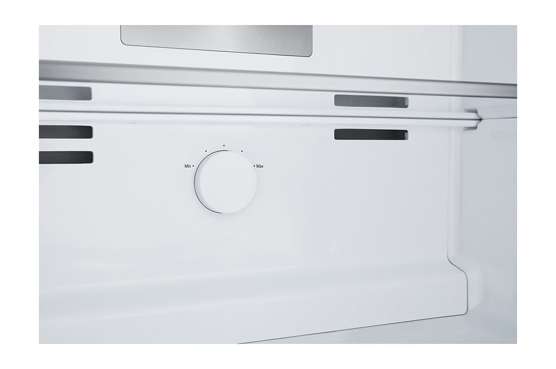 LG Refrigeradora Top Freezer 13.5pᶟ (Net) / 14.9 pᶟ (Gross) Smart Inverter & ThinQ™, color Negro Mate, top freezer opened with moving ice maker attached and food stored, VT40APD, thumbnail 6