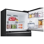 LG Refrigeradora Top Freezer 13.5pᶟ (Net) / 14.9 pᶟ (Gross) Smart Inverter & ThinQ™, color Negro Mate, detail view of pull-out tray, VT40APD, thumbnail 7