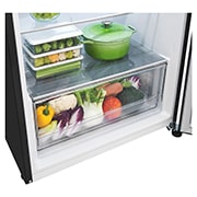 LG Refrigeradora Top Freezer 13.5pᶟ (Net) / 14.9 pᶟ (Gross) Smart Inverter & ThinQ™, color Negro Mate, detail view of bottom fridge handle, VT40APD, thumbnail 8