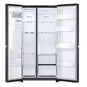 LG Refrigeradora Side by Side 23pᶟ(Gross) / 22pᶟ(Net) Smart Inverter Essence Matte Black, open door without food view, VS25LQIK, thumbnail 3