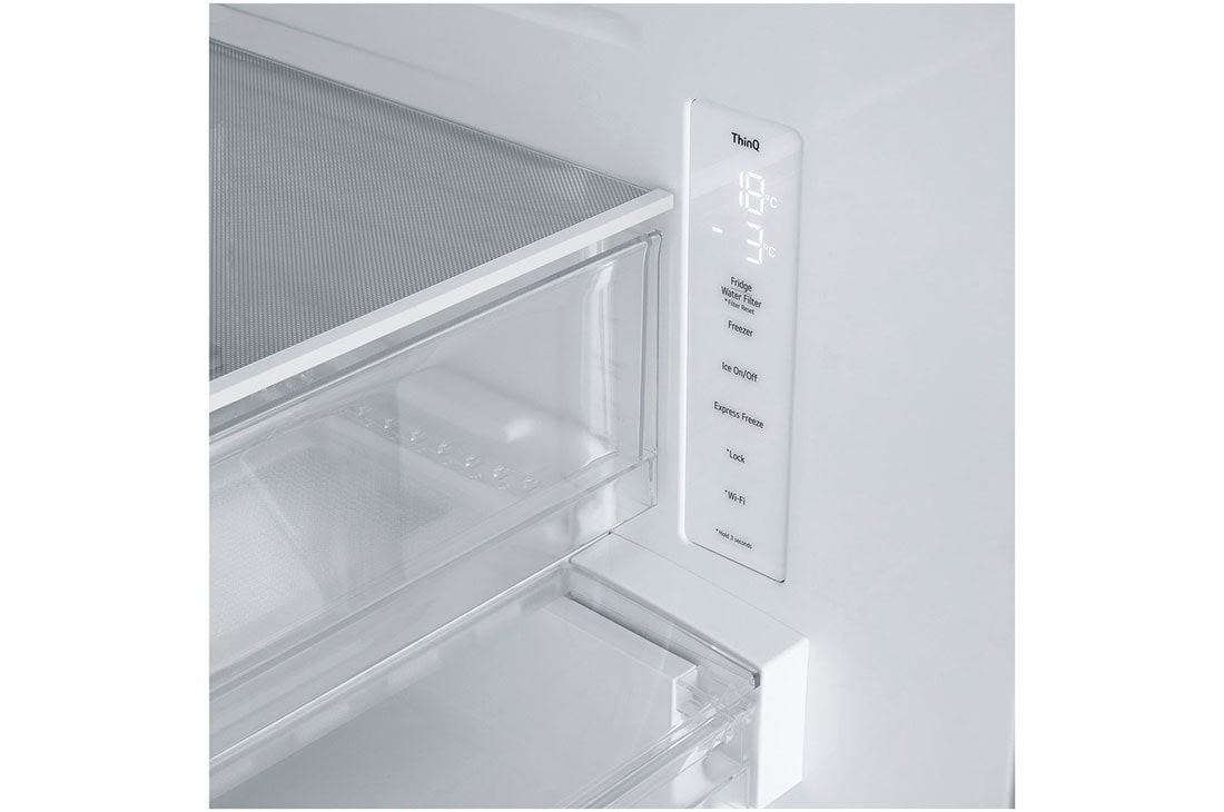 LG Refrigerador French Door 25pᶟ Smart Inverter ThinQ™, Close up view of pocket handel., VF25LNIBB, thumbnail 7