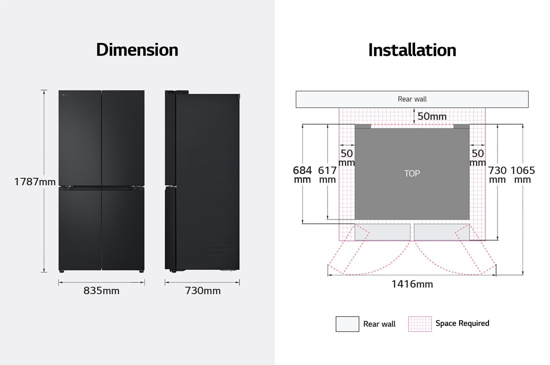 LG Refrigeradora Cross Door 19p³ Smart Inverter, Dimension image, GM42BMPM, thumbnail 12