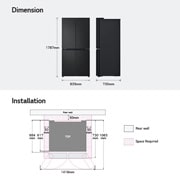 LG Refrigeradora Cross Door 19p³ Smart Inverter, Dimension image, GM42BMPM, thumbnail 12