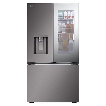 Front view of 738L InstaView™ Multi-Door Refrigerator Black Stainless Steel with DoorCooling+. ({Sales Model Code})1