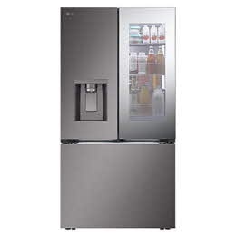 Front view of 738L InstaView™ Multi-Door Refrigerator Black Stainless Steel with DoorCooling+. ({Sales Model Code})2