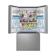 LG Refrigeradora French-Door 32pᶟ Smart Inverter VF32BLRH, Front open view of multi-door refrigerator foods., VF32BLRH, thumbnail 2