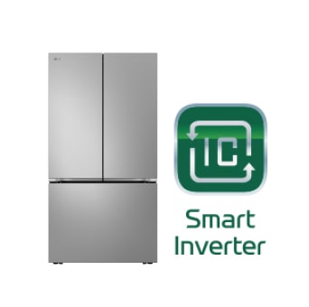 Frigorífico LG de varias puertas con el logotipo del compresor Smart Inverter™.