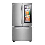 LG Refrigeradora French Door 24.5p³ (Net) / 31p³ (Gross) InstaView DoorCooling™, Platinum Silver, Upside view of door open with food, VF29BVP, thumbnail 2