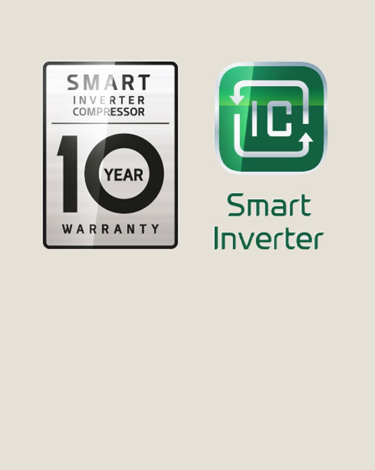 Imagen de la garantía de 10 años del compresor Smart Inverter.
