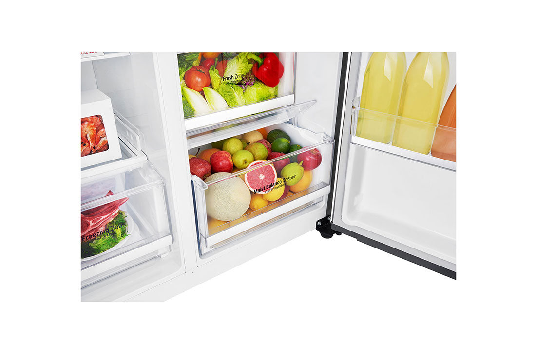 LG 24 pᶟ |Side by Side|Moist Balance Crisper™ |Compresor linear inverter| Dark Graphite Steel |Smart Diagnosis™ (Neto: 21 pᶟ), LS63SPGK, thumbnail 3