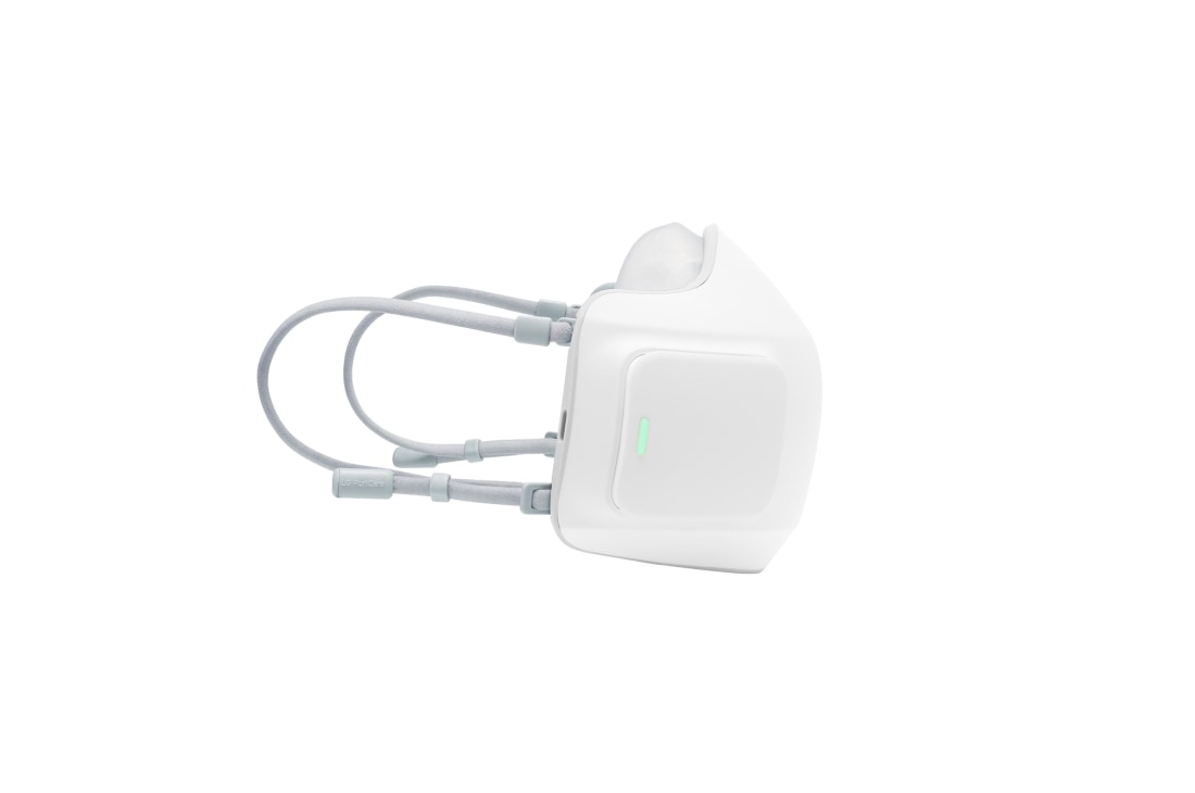 LG PuriCare™ Ventilador Dual Inverter Filtro HEPA H13, Vista del lado izquierdo del cuerpo con una luz verde indicando una batería llena, AP300AWFA, thumbnail 10