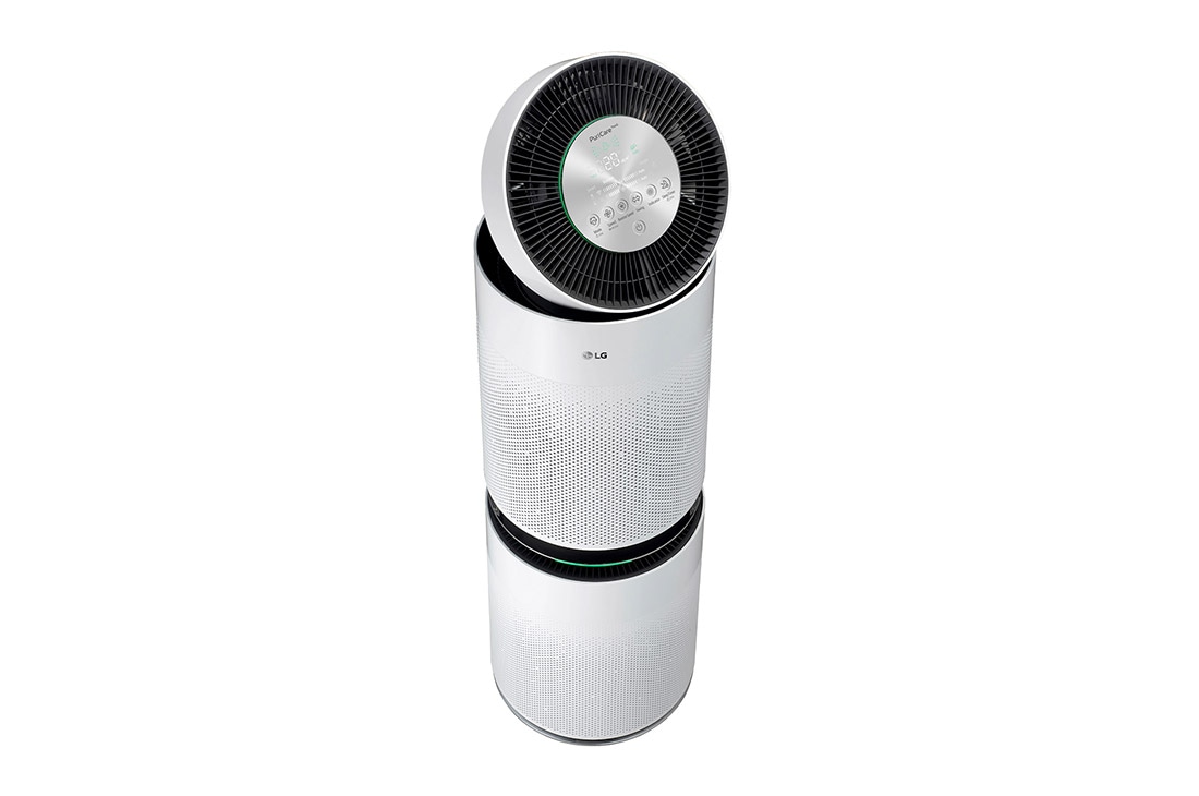 LG Purificador de Aire PuriCare™ 360 grados 2 pisos ThinQ™, Vista lateral izquierda superior - Reforzador de limpieza abierto, AS101DWH0, thumbnail 9