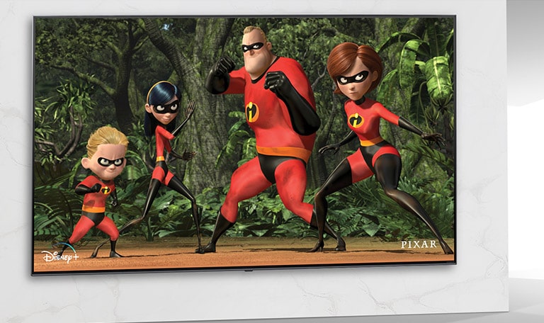 Los Increíbles de Pixar, la imagen en la pantalla del televisor