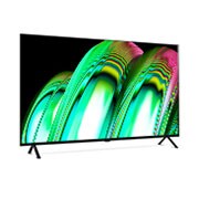 LG OLED 48'' A2 Smart TV con ThinQ AI (Inteligencia Artificial), Vista lateral izquierda ligeramente inclinada con una imagen de relleno, OLED48A2PSA, thumbnail 7