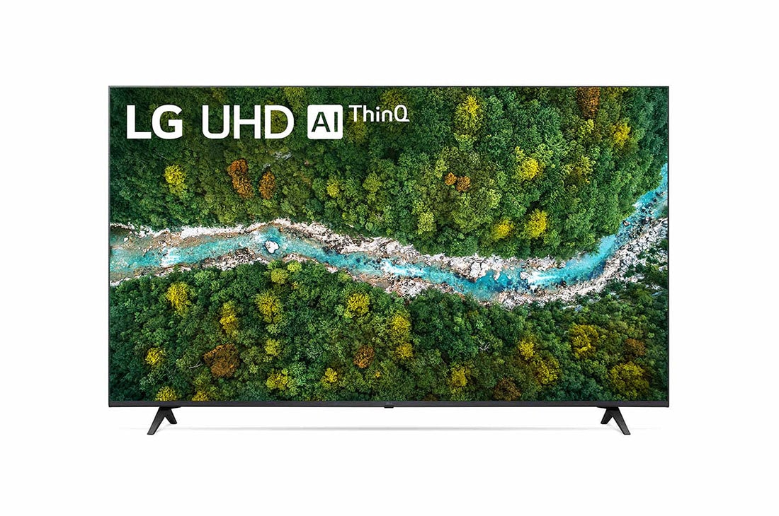 LG UHD AI ThinQ 55'' UP77 4K Smart TV, Procesador α5 AI, Vista frontal del televisor LG UHD, 55UP7710PSB