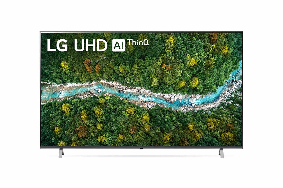 LG UHD AI ThinQ 75'' UP77 4K Smart TV, Procesador α5 AI, Magic Remote, Vista frontal del televisor LG UHD, 75UP7760PSB