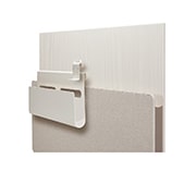 LG OLED | Objet Collection Posé, Posé seen from the back facing right with Cable & Accessory Organizer and hook hovering over the media shelf., 55LX1QPSA, thumbnail 9