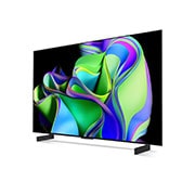 LG Pantalla LG OLED 42'' C3 4K SMART TV con ThinQ AI, Vista lateral ligeramente en ángulo hacia la izquierda., OLED42C3PSA, thumbnail 3