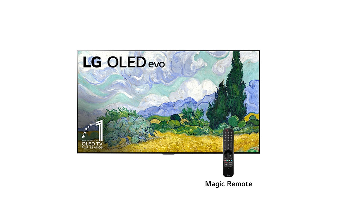 LG OLED evo 77'' G1 Diseño de Galería 4K Smart TV con ThinQ AI (Inteligencia Artificial),  Procesador α9 Gen4 AI, vista frontal, OLED77G1PSA