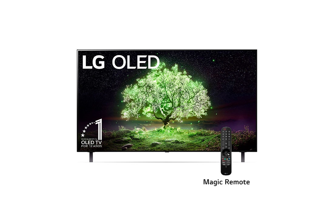 LG OLED 55'' A1 4K Smart TV con ThinQ AI (Inteligencia Artificial), Procesador α7 Gen4 AI , vista frontal, OLED55A1PSA