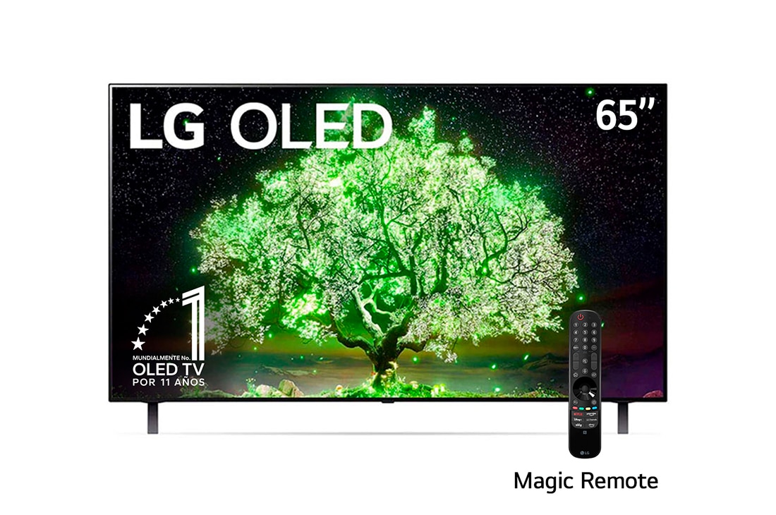 LG OLED 65'' A1 4K Smart TV con ThinQ AI (Inteligencia Artificial), Procesador α7 Gen4 AI , vista frontal, OLED65A1PSA