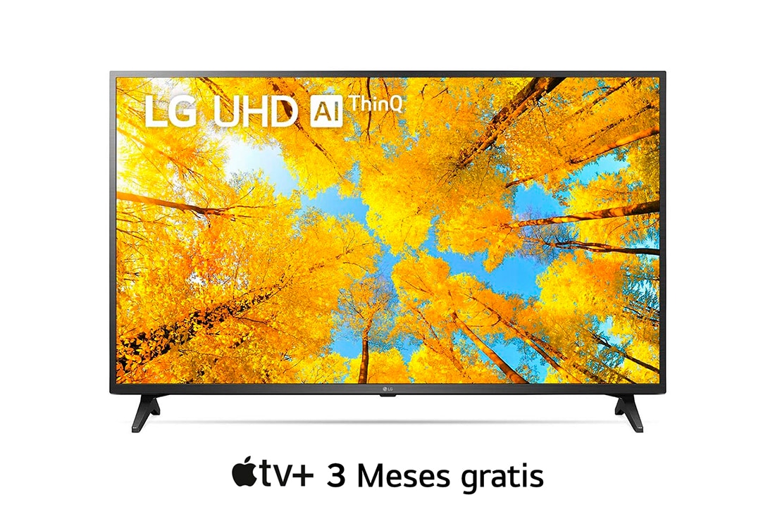LG UHD 50'' UQ7500 Smart TV con ThinQ AI (Inteligencia Artificial), Una vista frontal del televisor LG UHD con la imagen de relleno y el logotipo del producto encima, 50UQ7500PSF