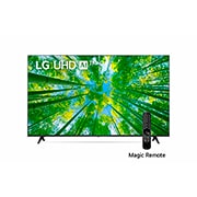 LG UHD 55'' UQ8050 Smart TV con ThinQ AI (Inteligencia Artificial), Una vista frontal del televisor LG UHD con la imagen de relleno y el logotipo del producto encima, 55UQ8050PSB, thumbnail 1