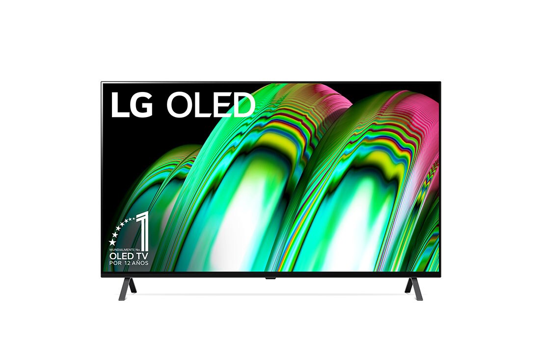 LG OLED 48'' A2 Smart TV con ThinQ AI (Inteligencia Artificial), Vista frontal del televisor LG OLED con una imagen de relleno y el logotipo del producto, OLED48A2PSA, thumbnail 2