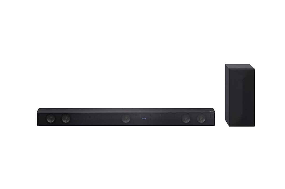 LG Barra de sonido máxima potencia 800 watts,  5.1 canales, DTS Virtual:X, Control por App, Subwoofer inalámbrico, HDMI Arc., vista frontal con altavoz de subgraves, SH7Q