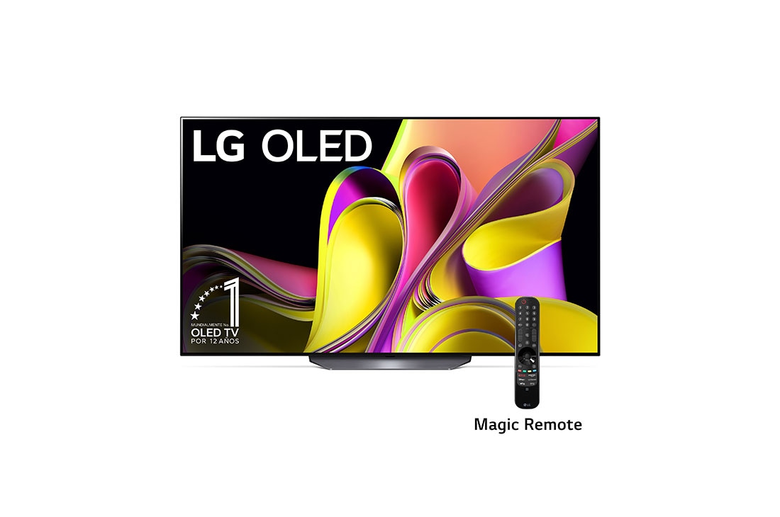 LG Pantalla LG OLED 65'' B3 4K SMART TV con ThinQ AI, Vista frontal con el LG OLED y la frase «El mejor OLED del mundo por 10 años»., OLED65B3PSA