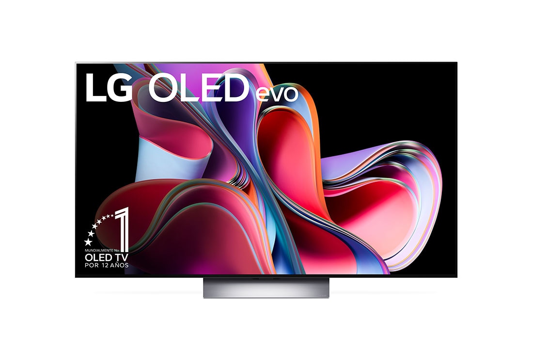 LG Pantalla LG OLED evo 77'' G3 4K SMART TV con ThinQ AI, Vista frontal con LG OLED evo, la frase: El mejor OLED del mundo por 10 años y el logotipo de 5 años de garantía del panel en la pantalla, OLED77G3PSA, thumbnail 2