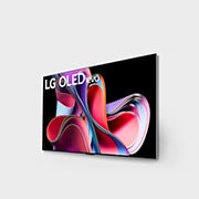 LG Pantalla LG OLED evo 77'' G3 4K SMART TV con ThinQ AI, Vista lateral ligeramente inclinada hacia la izquierda del LG OLED G3 en la pared, OLED77G3PSA, thumbnail 4