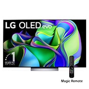 LG Pantalla LG OLED evo 77'' C3 4K SMART TV con ThinQ AI, Vista frontal con el LG OLED evo y con el emblema «El mejor OLED del mundo por 10 años» en la pantalla., OLED77C3PSA, thumbnail 1