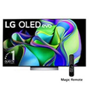 LG Pantalla LG OLED evo 55'' C3 4K SMART TV con ThinQ AI, Vista frontal con el LG OLED evo y con el emblema «El mejor OLED del mundo por 10 años» en la pantalla., OLED55C3PSA, thumbnail 1