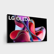 LG Pantalla LG OLED evo 55'' G3 4K SMART TV con ThinQ AI, Vista lateral ligeramente inclinada hacia la derecha del LG OLED G3 en la pared, OLED55G3PSA, thumbnail 8