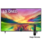 LG Pantalla LG QNED 75'' QNED80 4K SMART TV con ThinQ AI , Una vista frontal del televisor LG QNED con una imagen de relleno y el logotipo del producto en, 75QNED80SRA, thumbnail 1