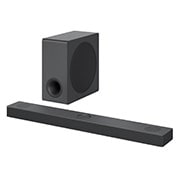 LG Barra de sonido Premium 3.1.3 Canales, Tecnología Meridian, WIFI, Compatible con asistentes de voz, Dolby Atmos., Vista en diagonal de la barra de sonido y el altavoz de subgraves, S80QY, thumbnail 2