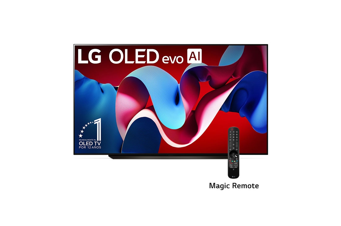 LG 83 Pulgadas LG OLED evo AI C4 4K Smart TV 2024, Vista frontal con LG OLED evo y el emblema OLED número 1 del mundo de 11 años en la pantalla., OLED83C4PSA