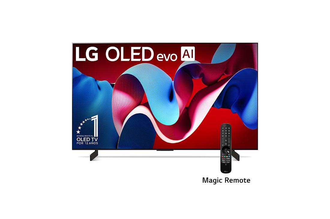 LG 42 Pulgadas LG OLED evo AI C4 4K Smart TV 2024, Vista frontal con LG OLED evo y el emblema OLED número 1 del mundo de 11 años en la pantalla., OLED42C4PSA
