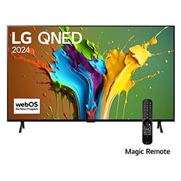 Front view of LG QNED TV, QNED89 with text of LG QNED and 2024 on screen2