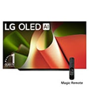 LG 83''pulgadas LG OLED AI B4 4K Smart TV 2024, Vista frontal con LG OLED TV, OLED B4, 11 años del emblema OLED número 1 del mundo y logotipo de webOS Re:New Program en pantalla con soporte de 2 polos, OLED83B4PSA, thumbnail 1