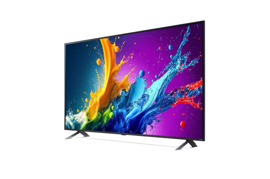 LG 86 Pulgadas LG QNED80 AI 4K Smart TV 2024, Vista lateral ligeramente inclinada hacia la izquierda del televisor LG QNED, QNED80, 86QNED80TSA, thumbnail 3