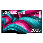 LG 83 pulgadas LG OLED evo AI C5 4K Smart TV 2025, Vista de frente de la Smart TV LG OLED evo AI C5 4K. El emblema “OLED, número 1 del mundo durante 12 años” y el logotipo de LG OLED evo AI 2025 aparecen en la pantalla., OLED83C5PSA, thumbnail 1